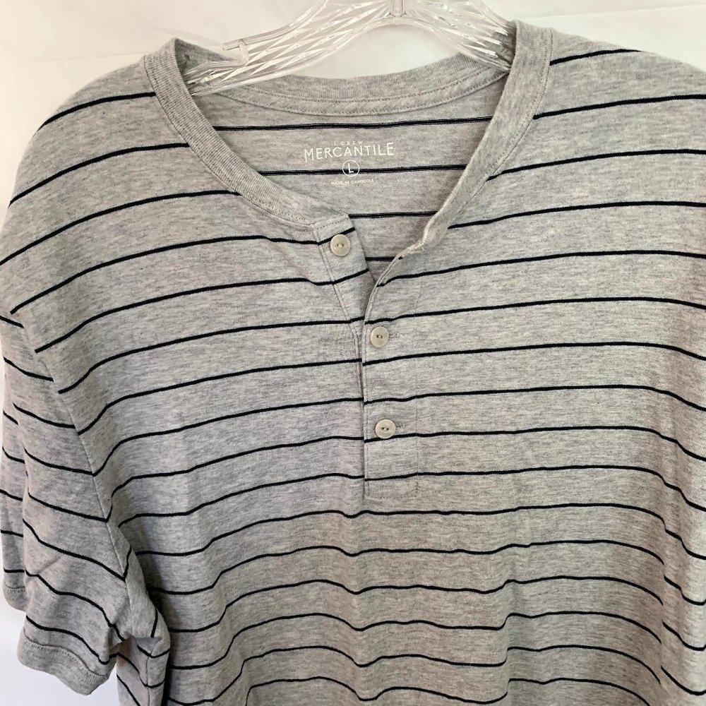 J Crew Henley Striped Tee